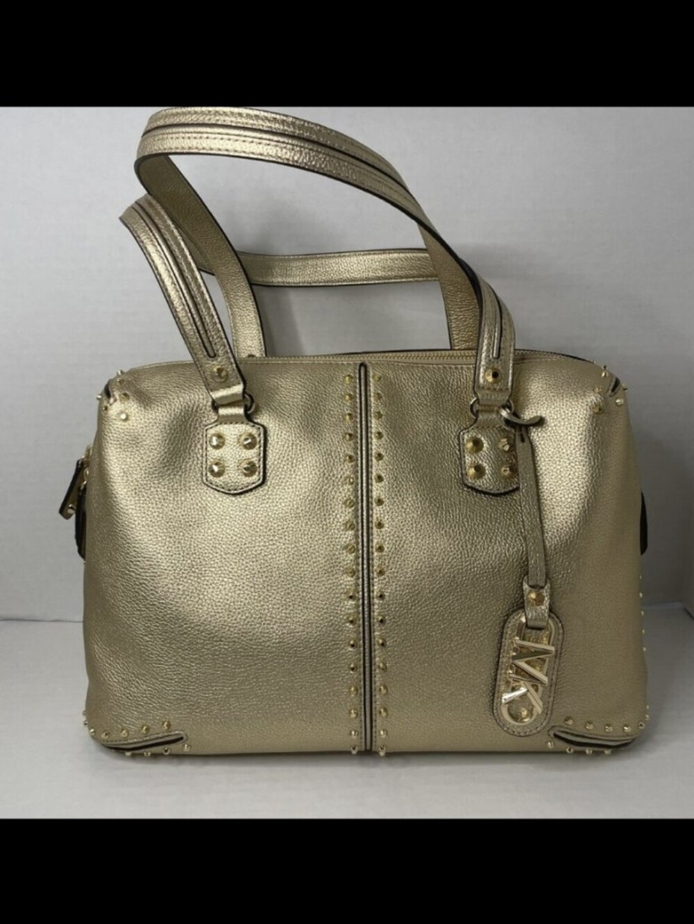 Astor Large Studded Metallic Leather Tote Bag